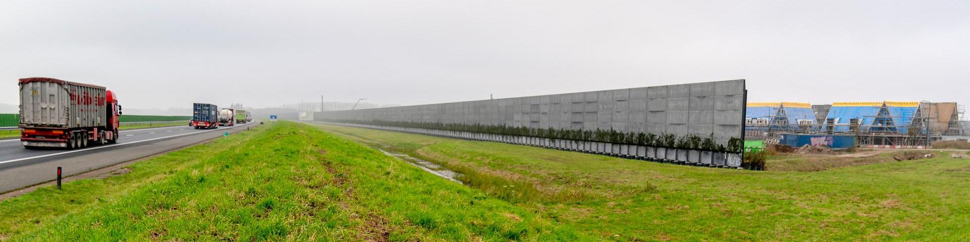 Geluidswallen rond wijk in aanbouw